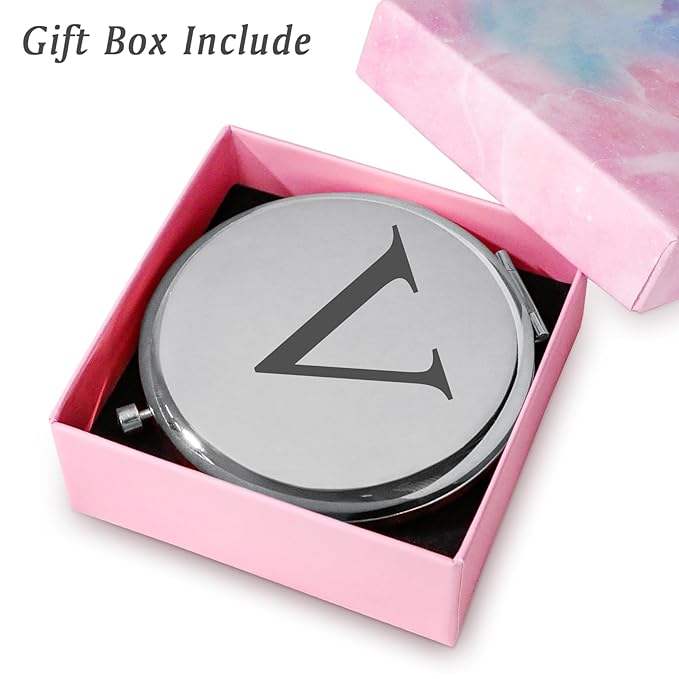 Personalized Gifts for Women Girls, Initial Compact Mirror, Unique Mothers Day Birthday Gifts for Friends Mom Wife Grandma Sister Daughter, 2025 Graduation Gifts for Her College Medical High School