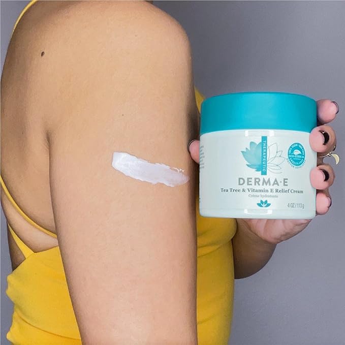 Derma E Tea Tree and Vitamin E Relief Cream β Deeply Moisturizing Tea Tree Lotion β Vitamin E Cream Soothes, Calms and Nourishes Dry, Irritated Skin, 4 oz
