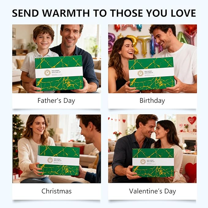 Christmas Gifts for Men, 30 Pcs Men Bergamot Facial Skin Care Set, Beard Grooming Kit, Spa and Bath, Self-Care Gift, Face Cleanser, Beard Oil, Serum, Parfume, Birthday, Valentines, Husband, Dad