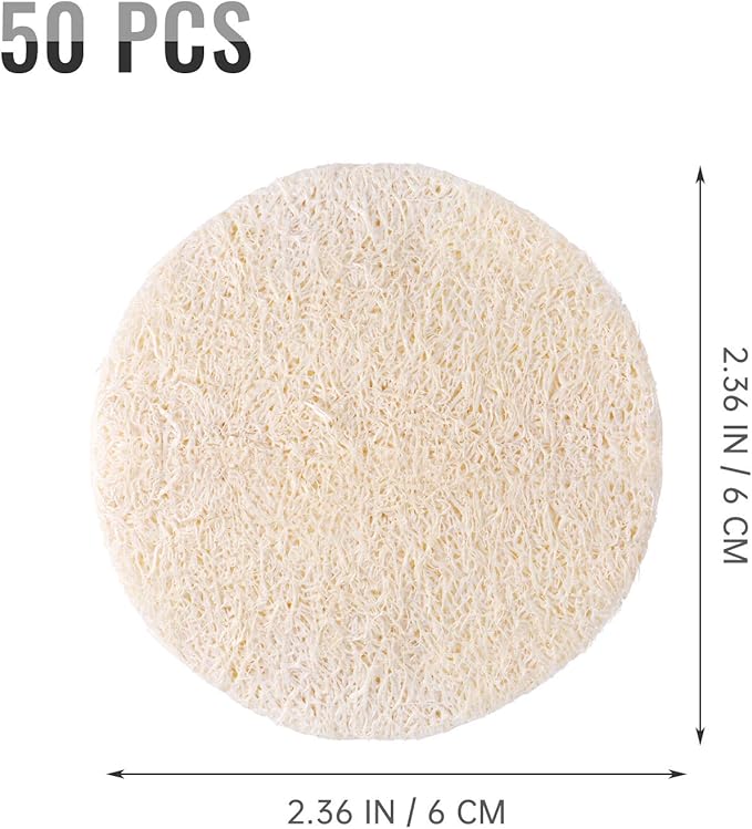 Frcolor 50 Pcs Loofah Face Pads Exfoliating Loofah Sponges Makeup Remover Reusable Soft Facial Skin Care Scrub Wash Pads