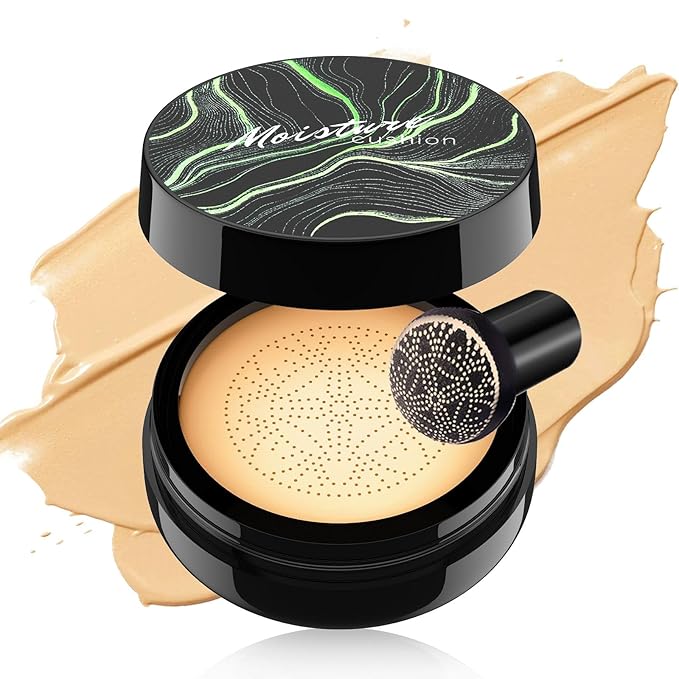 Mushroom Head Air Cushion CC Cream Foundation Moisture Cushion BB Cream for Women & Girls All Skin, Waterproof Full Coverage Self Adjusting Concealer (Buff Beige)