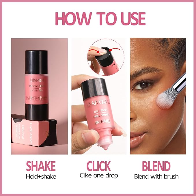 Liquid Blush for Cheeks, Blendable Cheek Tint, Long-lasting Liquid Blush with Naturally Radiant Finish, Daily Use Makeup Blush Drop with Brush-DREAMY