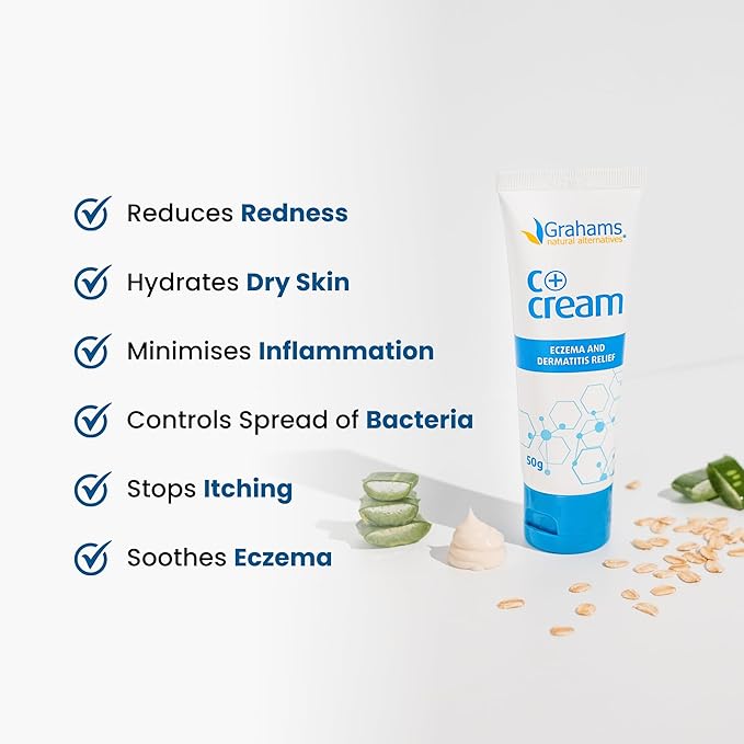C+ Eczema Cream for Adults - Eczema Lotion for Extremely Dry Skin, Redness, Itch Relief & Dermatitis with Manuka Honey & Calendula | Clinically Proven & Steroid-Free (1 x 4.23oz)
