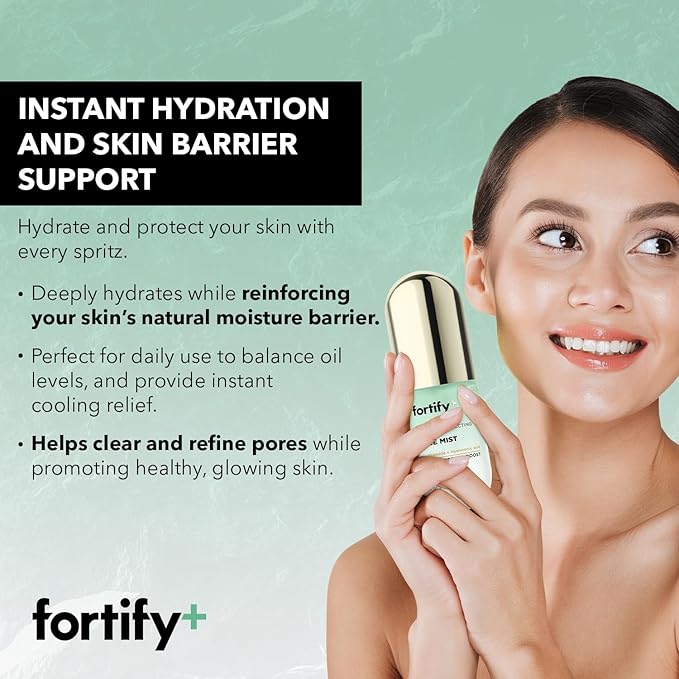 Fortify 9-in-1 Hydrating Face Mist with Hyaluronic Acid & Aloe - Dermatologist Tested, Anti-Aging, Fragrance-Free, Cruelty-Free - Ideal for All Skin Types - Made in Korea - 85 mL / 2.87 oz
