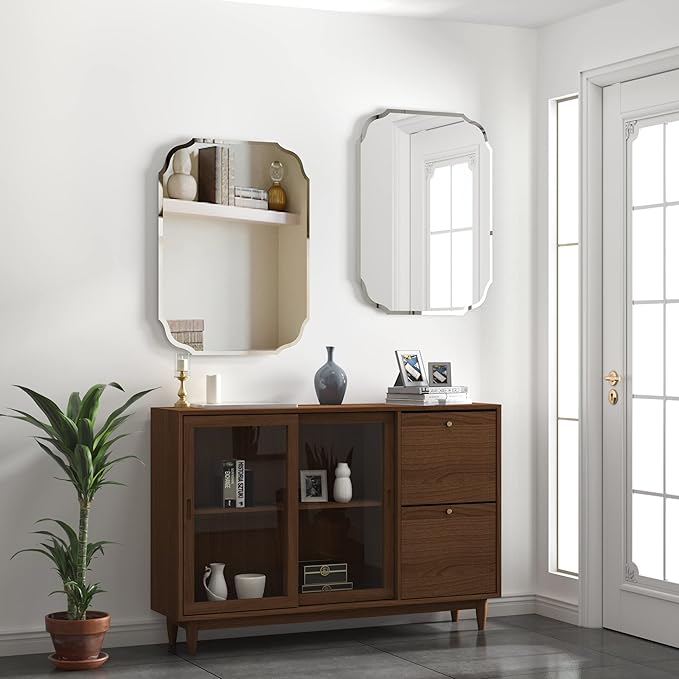 Silver Wall Mirror-Beveled Edge Frameless Mirror for Bathroom, Vanity, Bedroom, Rectangle Mirror οΌ18X24inchοΌ