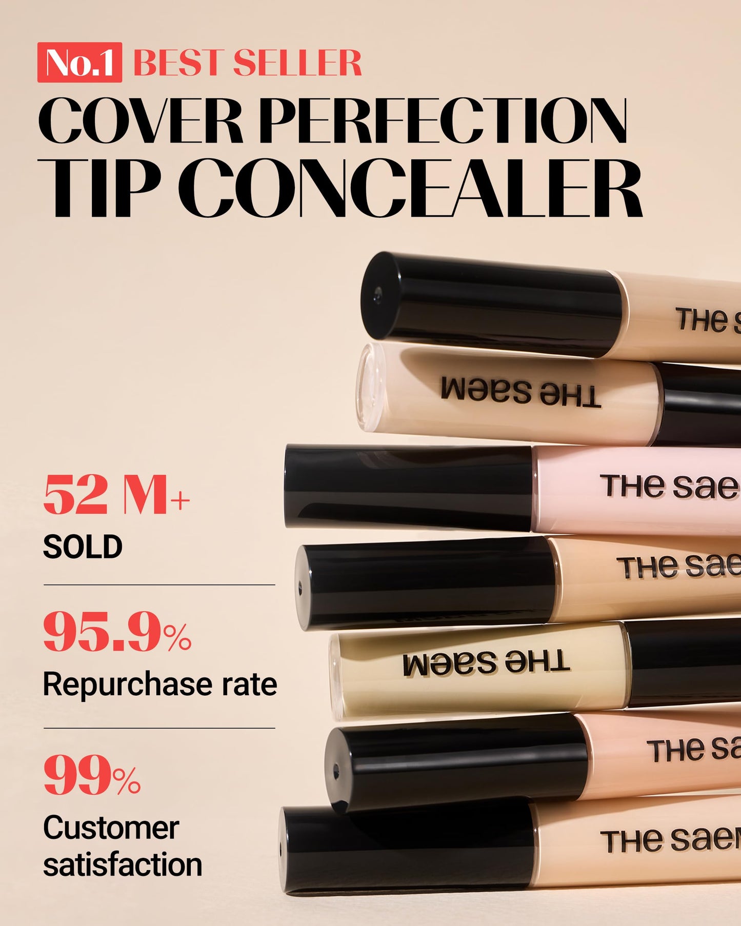 THESAEM Cover Perfection Tip Concealer - Radiant Highlighter, Corrects & Brightens, Discoloration & Dark Circles, Bright Pink, 0.2 fl.oz. (#Brightener)