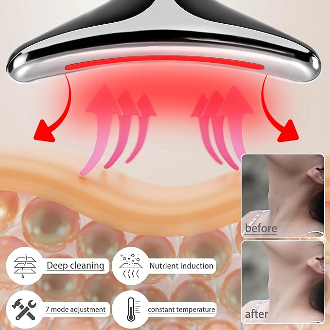 JURP 7-in-1 Red-Light-Therapy-for-Face and Neck, Face Neck Massager for Daily Skin Care Routine, Skin Care Tool