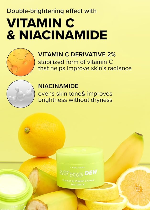 I DEW CARE Vitamin C Face Moisturizer - Say You Dew | Korean Skin Care Routine Panthenol, Niacinamide, Non-irritating, Hydrate and Illuminate Glass Smoother Skin, 1.69 FL Oz