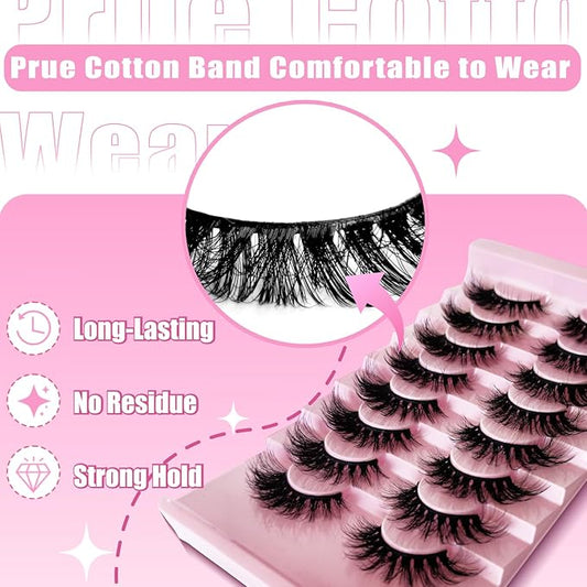 8Pair False eyelash book with tweezer Soft Reusable Handmade Volume Fluffy eyelashes(3D985tw)