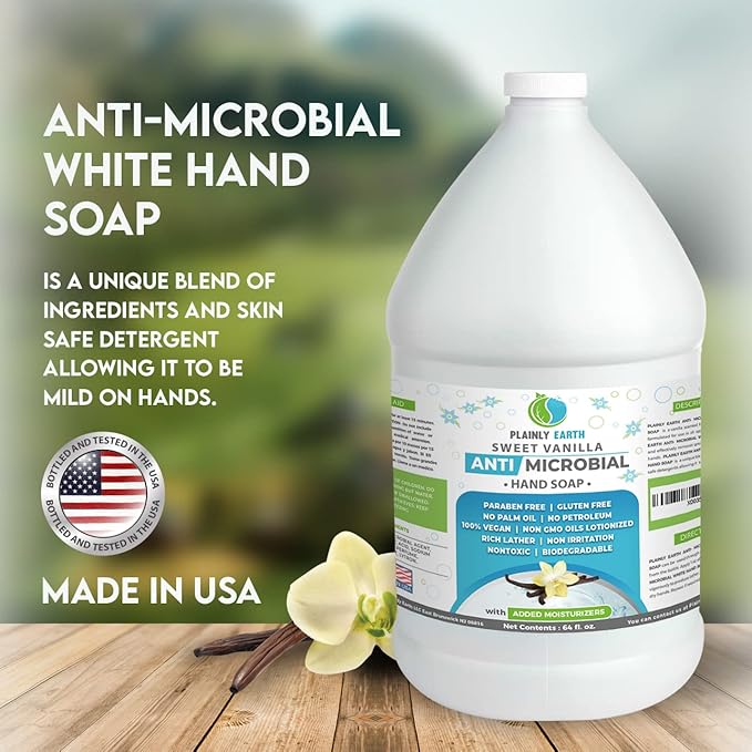 Antimicrobial Liquid Hand Soap (6 x 64 Oz) - Antibacterial Soap Refill - Hand Soap Refill Bottle - Cruelty Free Moisturizing Soap, Sweet Vanilla