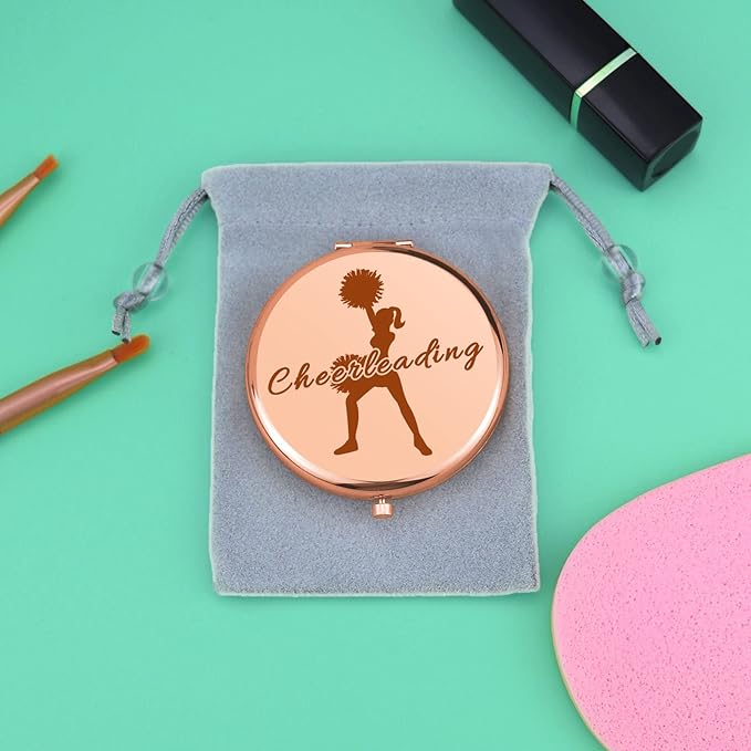 Cheer Gifts for Girls Sister Cheer Team Gift for Cheer Friend Cheerleader Compact Makeup Mirror Cheerleading Gift Inspirational Gift Folding Makeup Mirror for Her Christmas Birthday Gifts