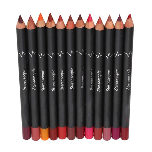 ZJchao 12Pcs Lip Liner, Contour Pencil for Girl Women, Smooth Soft Smudge Matte Long Lasting Lipstick Makeup Tool Set