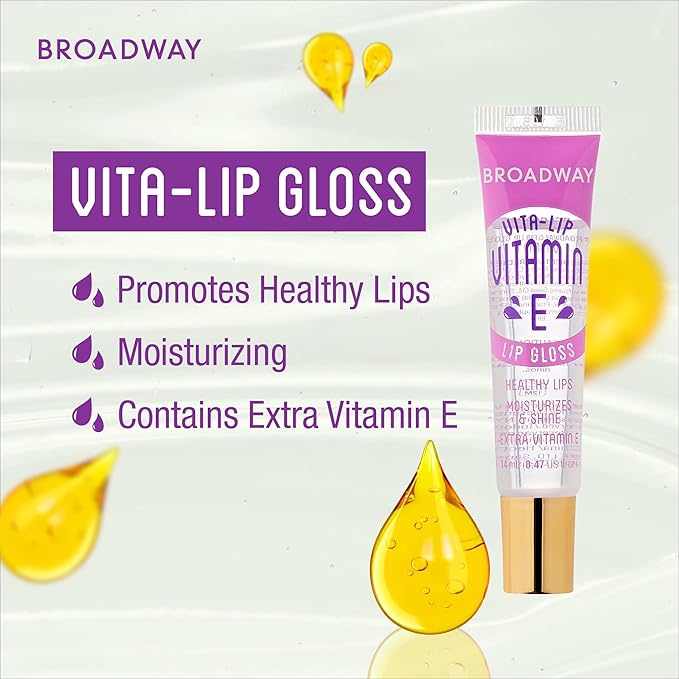 Ruby Kisses Broadway Vita-Lip Clear Lip Gloss (Vitamin E 6 Pack), Ultra-Hydrating & Soothing Formula with Multi-Vitamin Oils, High-Shine Non-Sticky Finish, Healing Lip Balm for Healthy Lips