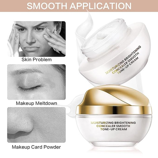 2PCS Ownawant Crema De Maquillaje,Crema De Maquillaje,Detroitrain Moisturizing Concealer Smooth Tone-Up Cream, Corrector Iluminador Hidratante Crema Tónica Suave, Base De Maquillaje