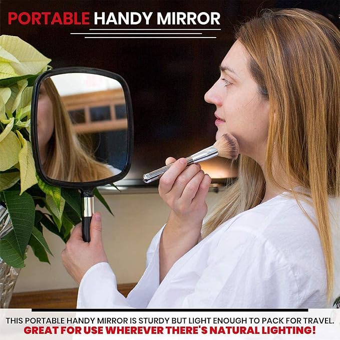 Mirrorvana Pack of 5 Large & Comfy Hand Held Mirror (Black)