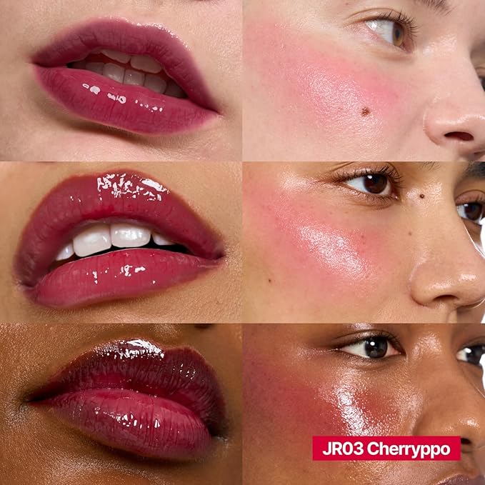 Glowy Jelly Pot + Keychain SET | Dewy Jelly Lip & Blush Color, Tinted Glow Jelly Balm, Dewy Buildable Finish β Cherryppo (Cherry Red) | 0.14 oz