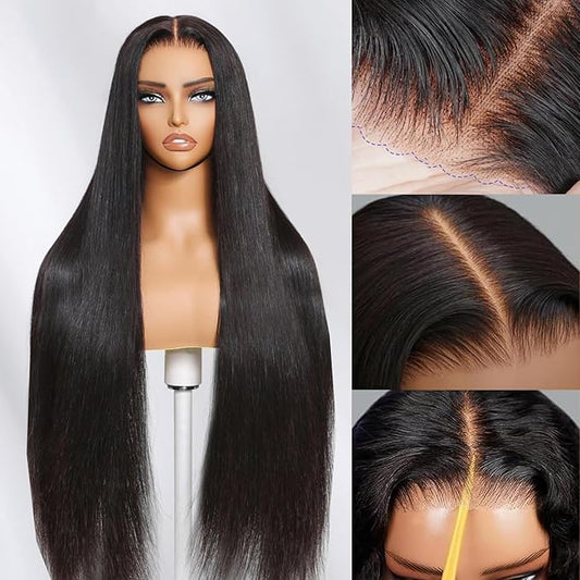 7x5 HD Lace Wear and Go Glueless Wig Human Hair Pre-Plucked, Pre-Cut Lace Glueless Wigs, No Glue Lace Front Closure Wig Straight, 180% Density, 36inch