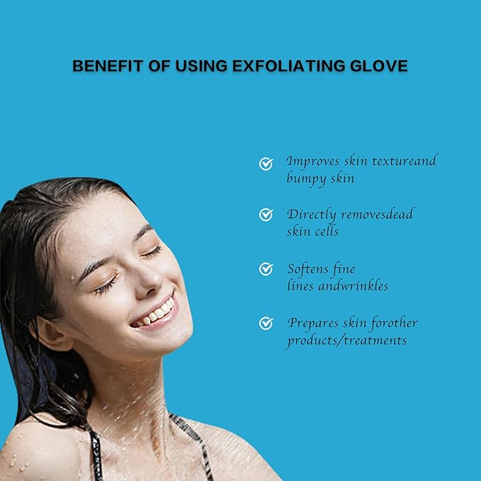 Deep Exfoliating Glove for Shower, Double-Sided Exfoliating Mitt,Massage Body Scrub Gloves for Home Spa, Eco Friendly loofah Sponge, Dead Skin Remover & Body Scrubber Exfoliator (Green)
