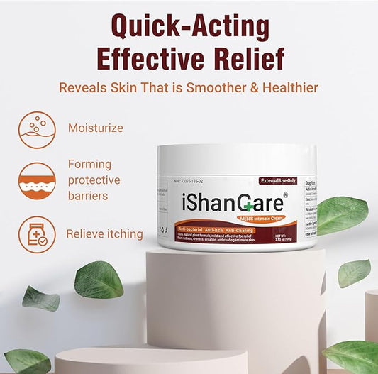 Balanitis Treatment Cream, Balanitis Relief, Organic Natural Ingredients, Soothing Skin, Itch Relief, Dryness, Redness, Irritation and Chafing - 3.53oz