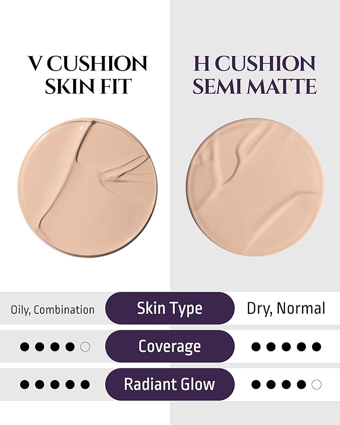 HEVVYMAKEUP H Cushion Semi Matte No.21 Light Begie - Korean Makeup All Day Flawless Coverage Foundation for Neutral Dry Skin - Poreless Airy Weightless Coverage, 0.35oz.