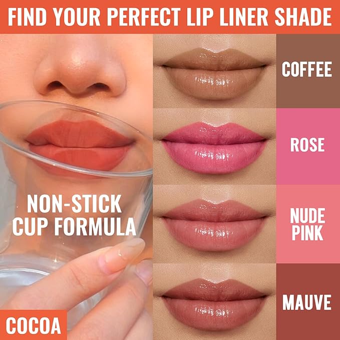 2pcs Lip Stain Peel Off - Lip Liner Stain Long Lasting Waterproof,2-in-1 Lip Liner with Tweezer Nude Matte,Non-Stick Cup,Highly PigmentedοΌNatural Finish,Stay On All Day,Perfect for Gift (Mauve+Rose)