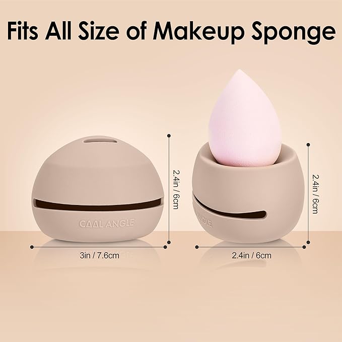 Makeup Sponge Holder Silicone Beauty Sponge Holder Makeup Blender Case for Travel 2 in 1 Stand Storage For Quick Drying Pink