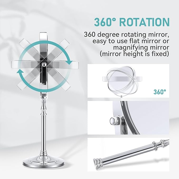 MIYADIVA Magnifying Mirror 20x, Double Sided 1X & 20X Magnifying Mirror on Stand, Large Tabletop Magnified Vanity Mirror, Magnified Mirrors with 360Β°Rotation for Bathroom or Bedroom,8 Inches