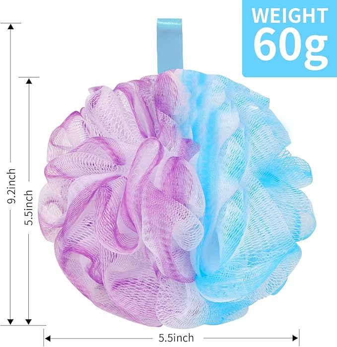 Bath Loofah Shower Sponge Body Back Scrubber Soft Mesh Shower Puffs Exfoliating Loofa for Women & Men Bath Accessories Cleaning Tool (4Pack 60G Loofah Sponge, Forest Fairy)