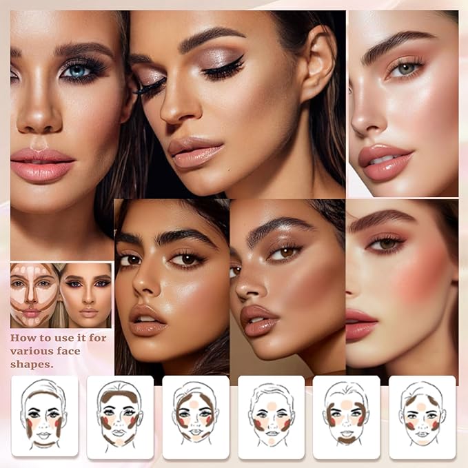 3 Pcs Cream Contour Sticks, Contour Makeup Shades with Highlighter Stick, Blush Stick and Bronzer Stick, Contour Kit with Contour Brush Blendable, Waterproof, Long-lasting