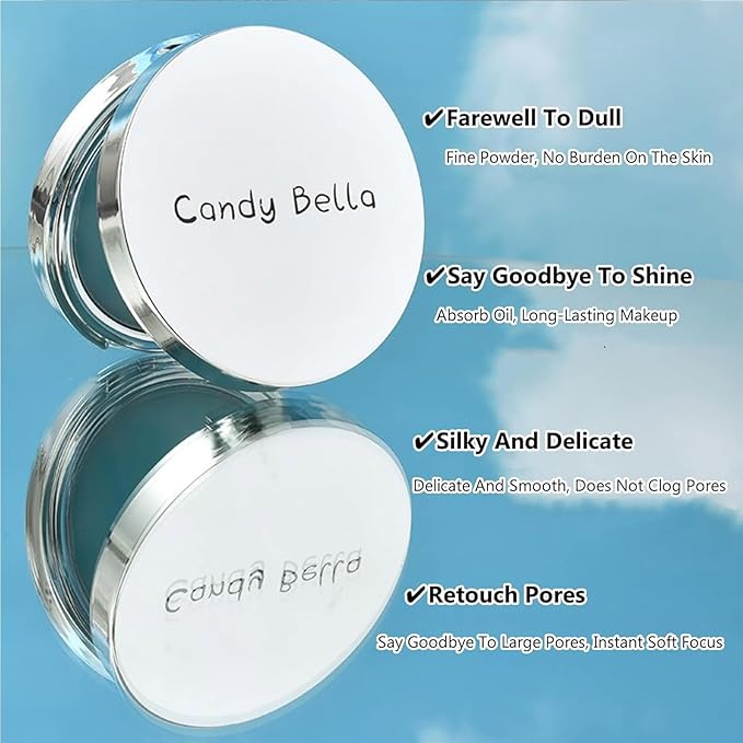Oil Control Face Pressed Powder, Jelly Pressed Face Makeup Setting Powder, Non-Greasy, Full Coverage, Matte Finish, Long Lasting, Waterproof, Blue, For Oily Skin