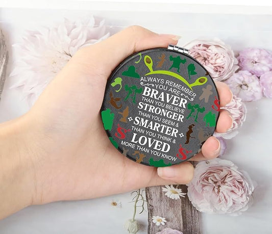WSNANG Green Monster Musical Inspired Makeup Mirror Monster and Donkey Compact Mirror Musical Monster Fans Gift (Monster Mirror-T)