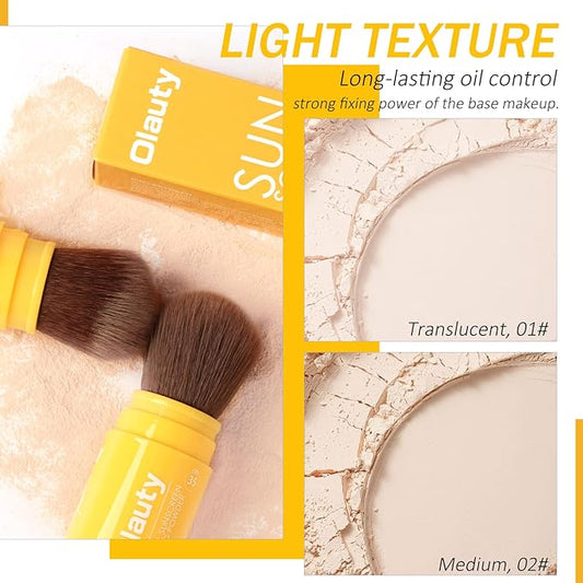 Mineral Sunscreen Setting Powder SPF 35,Medium,Brush on Powder Sunscreen for Face, Oil Control Natural Finish,Lightweight Breathable for Face,Scalp & Hair(Medium)
