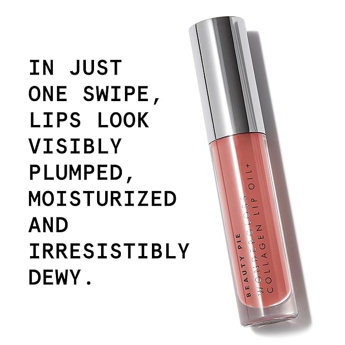 Beauty Pie Wondergloss Collagen Lip Oil + (Nude Nectar) β Hydrating, Plumping, Non-Sticky Gloss with Collagen AC Micro-Vectors & Cherry Oils