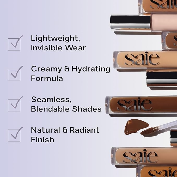 Saie Hydrabeam Under Eye Brightener - Sheer + Hydrating Eye Brightener with Cucumber Extract - Instantly Illuminates Skin for a Radiant Finish - Shade 6 (0.2 oz)