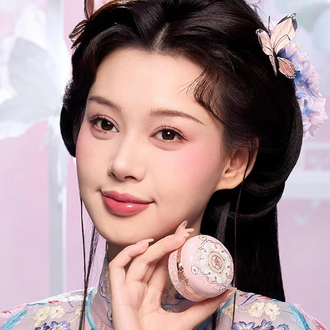 Flower Knows Butterfly Cloud Collar Rouge Box Highlighting & Blush Duo Powder,Blue+Pink Matte Finish Blush & Highlighter Palette,Buildable & Blendable Makeup Blush for cheeks(03 Pastel Lotus)