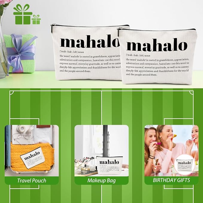 2pcs Makeup Bags Hawaii Cosmetic Bag Hawaiian Gifts Hawaiian Souvenirs Thank You Gifts for Women Female Grandma Mom Sister Friend Wife Travel Toiletry Bag Christmas Thanksgiving Birthday gift