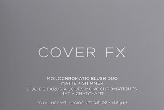 COVER FX Monochromatic Powder Blush Duo - Soft Peach: Peachy Nude - Matte + Shimmer Finish - Create Custom, High Impact Color