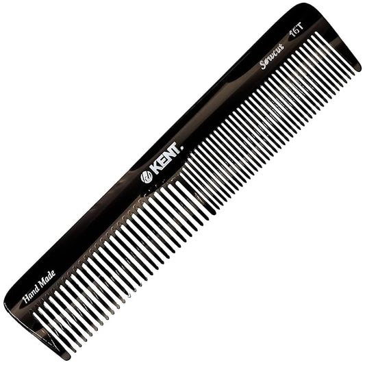 Kent 16T Graphite Fine Tooth and Wide Tooth Comb for Daily Grooming, Handmade Styling Comb for All Hair Types, Styling and Detangling Combs for Men and Women
