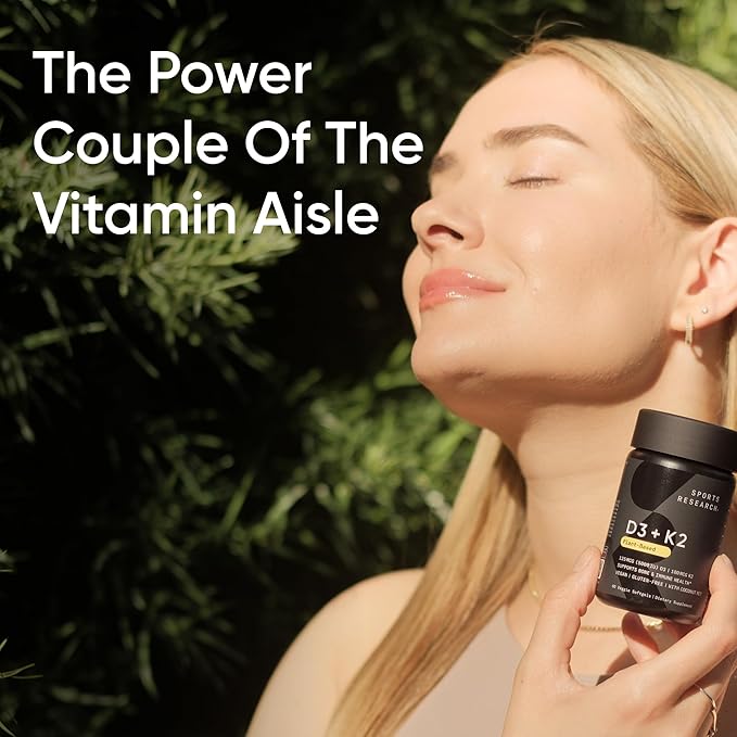 Sports Researchยฎ Vegan D3 10,000iu with Vitamin K2 100mg - Formulated with Coconut MCT Oil - Vegan Certified, Soy & Gluten Free - 60 Softgels