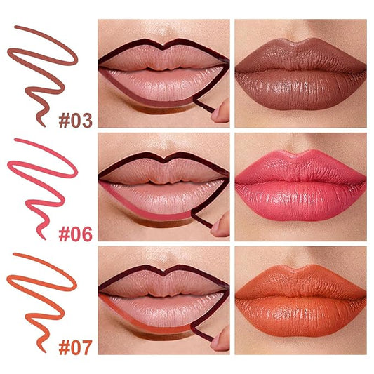 3 Colors Peel Off Lip Liner Stain with Tweezer, Long Lasting Waterproof Lip Tint Stains Makeup Set with Matte Finish for Women, Natural Look, Easy to Use, for All Skin Types (367)