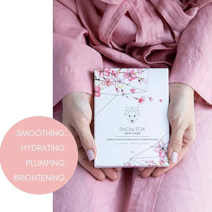 Snow Fox Japanese Cherry Blossom & White Tea Smoothing Mask β 1 Pack for Smooth, Bright, Glossy Skin 'Glass Skin' Effect