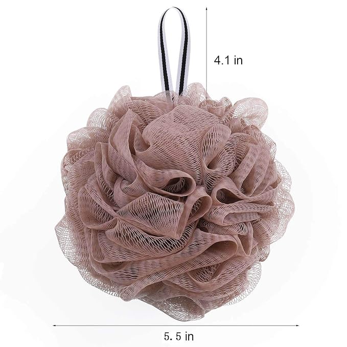 Tbestmax 4 pcs Bath Loofah Shower Sponge Pouf for Body Scrubber Exfoliator Scrubber Ball