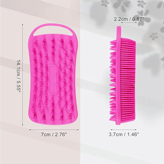 VOCOSTE Silicone Body Scrubber, 2 in 1 Body Brush Hair Scalp Massager, Body Scrubbers for Use in Shower, Exfoliating Body Scrubber for All Skin Type, Rose Red