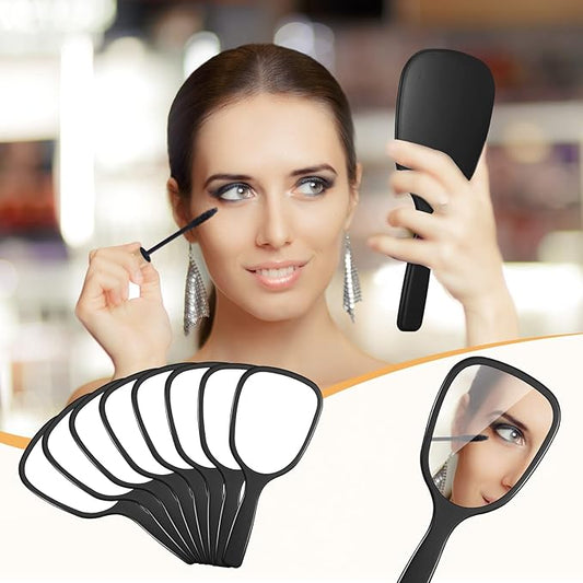 60 Pcs 7.08 x 3.14 Inch Hand Handheld Mirror with Handle Plastic Compact Travel Makeup Cosmetic Mirror Small Personal Portable Hand Held Mirror for Home Vanity Camping (Black)