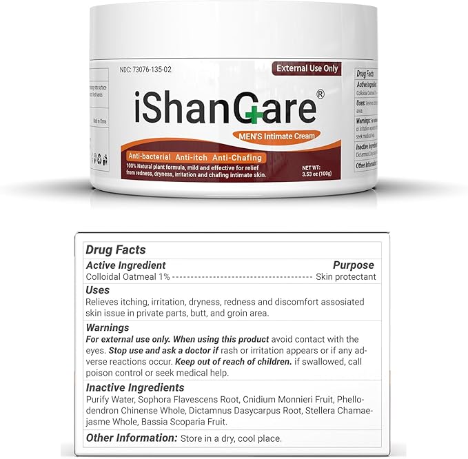 Balanitis Treatment Cream, Balanitis Relief, Organic Natural Ingredients, Soothing Skin, Itch Relief, Dryness, Redness, Irritation and Chafing - 3.53oz