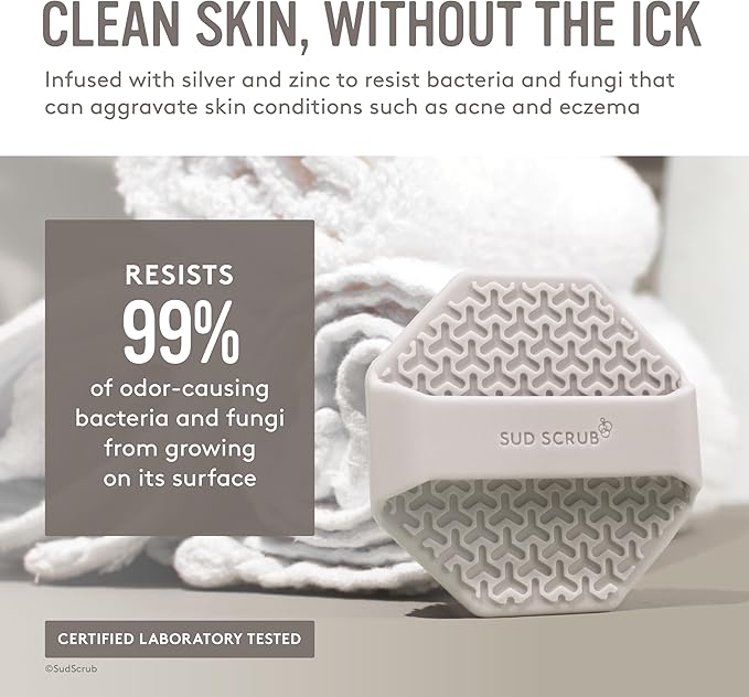 Sud Scrubยฎ Antimicrobial Silicone Face Scrubber, 1 Pack, Gentle Face Exfoliator for Sensitive Skin, Eco Friendly Facial Cleansing Brush, Exfoliating Face Brush for Men and Women (Clay)