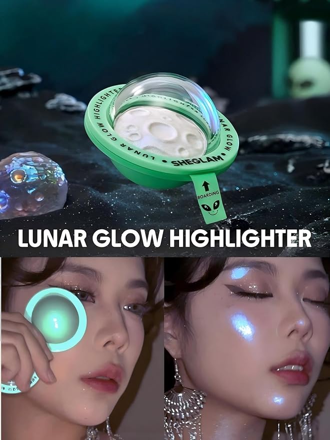 SHEGLAM Lunar Glow Highlighter Face Highlighter Multichrome Glitter Shimmer Highlighter Makeup Eye Face Body Highlighter Illuminator, Silky Creamy Eyeshadow-Neutron Star