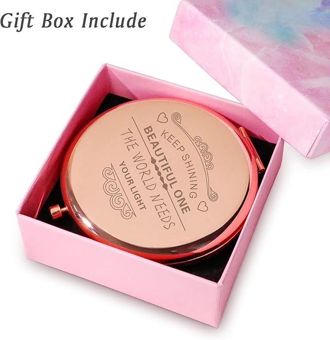 Personalized Gifts for Women Girls, Inspirational Compact Mirrors, 2025 Graduation Gifts for Her, Unique Mothers Day Birthday Gifts for Mom Sister Wife Daughter Niece, Friendship Gifts for Friends