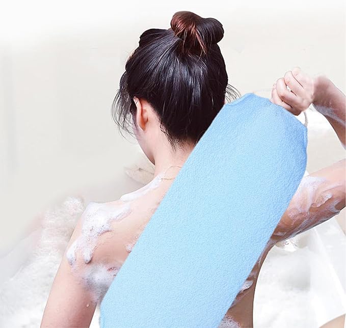 4PCS Back Scrubber for Shower, Shower Back Scrubber Body Bath Pull Strap Scrubber with Handles Nylon Exfoliating Washcloth Extended Length Washers Stretchable Shower Scrubber for Face Back Cleans Skin