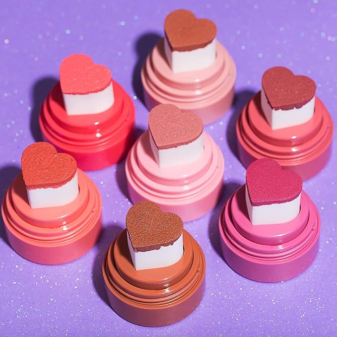 KAJA Blusher - Cheeky Stamp 02 Saucy | Buildable & Blendable Shade with Heart-shaped Applicator, Sunkissed Finish, Travel size, Hygienic, Suitable for Beginners, Portable, Korean Makeup, 0.17 Oz